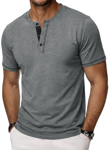 Wayleb Camisetas Manga Corta Hombre Henley con Botones | Camiseta Henley Hombre, Cuello con Botones, Manga Corta, Estilo Casual, Para Verano, Trabajo, Viajes y Tiempo Libre