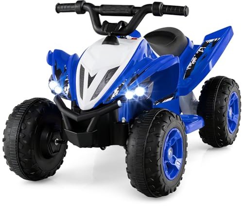 HONEY JOY 12V Ride On ATV, Kids 4 Wheeler Toddler Quad, Soft Start, LED Lights, High/Low Speed, Music, Battery Powered Electric Car, Off-Road Ride On Toy for Big Kids, Gift for Boys Girls (Blue)