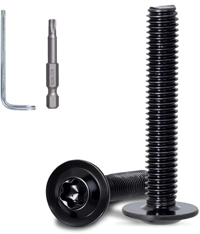 KINETOX 40 Piezas Tornillos de Cabeza Alomada con Valona M5 x 30 mm Tornillos Torx Acero Inoxidable A2 V2A Negro Zincado para Montaje de PC, Modelismo y Refuerzo de Muebles