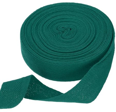 QUARKZMAN Nastro in Cotone A Spina di Pesce 25mm X 10 Metri Nastro A Tessitura Obliqua Rotolo di Nastro per Fettuccia DIY Cucito Incarto Regalo Verde Scuro