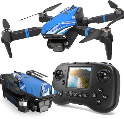 Drone with Camera for Adults, Drone with LCD Screen RC Live Video Professional, Brushless Motor 270° Obstacle Avoidance, Support 32G SD Card 3D Flips Foldable Mini Quadcopter for Beginners Under 250G
