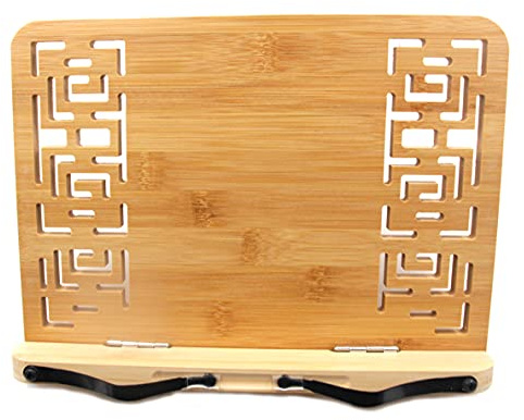 Chiloskit Soporte de bambú para libros de cocina, documentos, libros, soporte para computadora portátil, soporte para libros de cocina, soporte para libros de texto, soporte para pantalla Book Stand