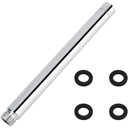 DXLing 28cm Tubo de Extensión de Ducha de Acero Inoxidable Forma Redonda de Cromo de Mano Extensor de Cabezal de Ducha de Mano de Cromado para Baño Accesorio Alcachofa Fija