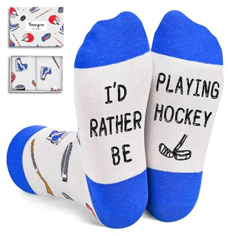 HAPPYPOP Hockey Gifts for Kids - Ice Hockey Socks, Gifts for Sports Lovers, Funny Stocking Stuffers