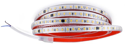 FOLGEMIR 1m Warmweiß LED Band mit IC, direkt an AC 220V, selbstklebend, 2835 SMD 120 Leds/m Streifen, helle Beleuchtung, IP65 wasserdicht