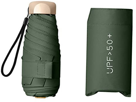LOVIVER Voyage Parasol Parapluie Compact Parapluie Pliable Petit Parapluie Robuste pour Sac À Dos Parapluies, Vert foncé