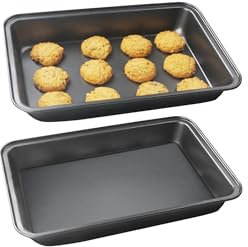 IVEOPPE Quadratische Auflaufform 2er Set, Edelstahl Eckig Kuchenform Backform mit Antihaftbeschichtung, Ideal für Kuchen/Brownie/Lasagne, Gesund & Leicht zu reinige (32x22x5cm(2 Stück)