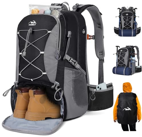 NUBILY 50L Hiking Backpack Waterproof Camping Backpack for Men Women with Rain Cover Lightweight Hiking Daypack Outdoor Travel Dackpack