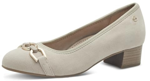 Tamaris Comfort décolleté da donna in pelle tacco basso, Beige (Beige Suede), 37 EU