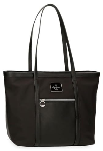 Pepe Jeans Christine Bolso Tote Negro 40X29X14 cms Poliéster con Detalles en Piel Sintética by Joumma Bags