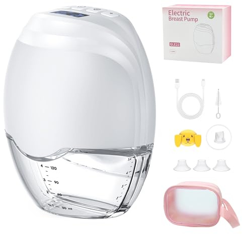 Milchpumpe Elektrisch Tragbar Freihändig - Jheppbay All-in-one Elektrische Milchpumpe, Schmerzfreie, BPA-frei, mit 17/19/21/24mm Flansch, 1 Stück, Weiß