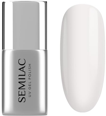Semilac UV Nagellack T32 Top No Wipe Milky Dust 7 ml – Milchiger Top Coat mit irisierendem Schimmer – Zarter Glow für elegante Naildesigns