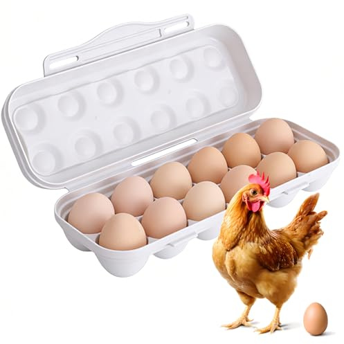 Kivinia 12 Girds Egg Holder Container, Egg Storage Container with Lid for Kitchen Fridge Travel Camping Picnic Outdoor, Portable Fridge Eggs Organizer Storage Tray Keep Eggs Fresh, Space-saving, Grey