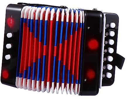 minkissy Mini Accordion Musical Instrument for Lightweight Educational Accordion Portable Professional Childrens Music Gift Black Color Suitable for Beginners and Young Players