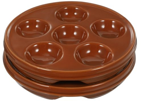 LALADEFIEE Teglia da Forno in Ceramica 2 Pezzi per Lumache 6 Fori Separati, Piastra per Cottura a Lumaca Anti-scivolo, Piatto Multiuso per Takoyaki e Molluschi, Uso Domestico e Gastronomia