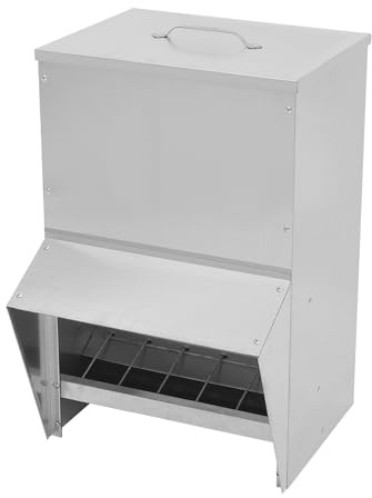Czyurachel Comedero automático de 25 litros, para gallinas, a prueba de ratas, metal, independiente o montaje en pared, comedero automático para pollos, patos, pavos de ganso