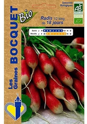 Sachet de graines de Radis de 18 jours bio- certifié ECOCERT FR-BIO-01-8 g - légume racine - LES GRAINES BOCQUET
