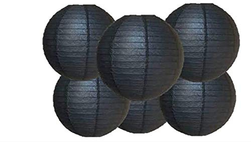 Matissa 10(25CM) Pack of 6 Paper Lantern Wedding Party Decoration Craft Lamp Shade (Black)