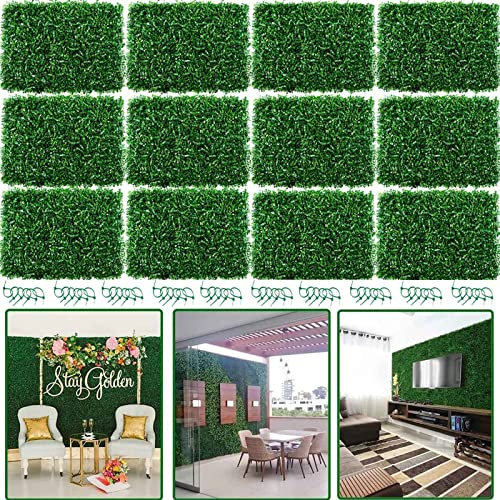 Nisorpa Artificial Hedge Boxwood Panels Trellis Screening,12PCS Fake Ivy Plants Privacy Fence, 40 X 60cm Faux Hedges Wall Green Grass Backdrop for Indoor Outdoor Home Balcony Garden Decor