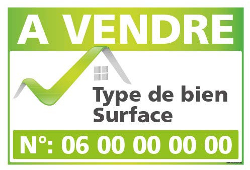 Panneau Immobilier Personnalisable à Vendre avec Oeillets aux 4 coins - Vert - Plastique rigide AKILUX 3,5mm - Dimensions 600x400 mm - Protection Anti-UV