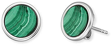 Engelsrufer Damen Ohrstecker aus Sterling Silber mit Malachit Kraftstein, Steckverschluss, nickelfrei, Allergiker freundlich