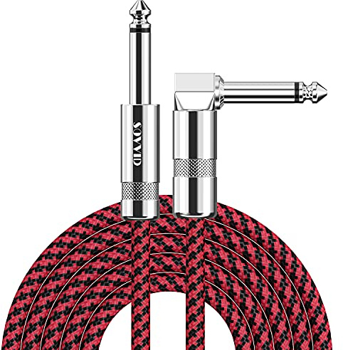Sovvid Guitar Cable 10ft, Professional Instrument Cable Electric Guitar AMP Cord, 1/4 inch TS Cable for Guitar Bass Mandolin Keyboard and Pro Audio (Red)