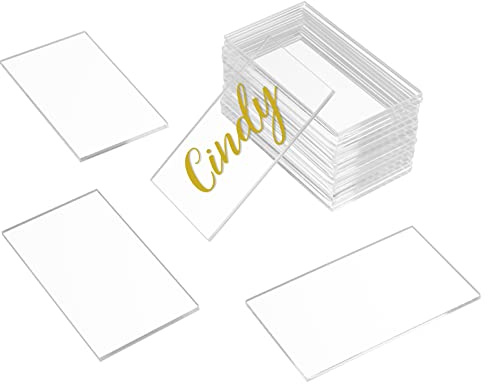 KAITELA Clear Acrylic Place Cards 1/8 Thick, 3.5 x 2 Small Rectangle Acrylic Blank Seating Card, Escort Name Plate for Table Setting, Wedding, Dinner Party, 20 Pcs