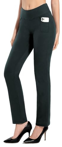 MOVE BEYOND Hose Damen High Waist mit Geradem Bein Stretch Hose Damen Für Yoga Business Sport Outdoor Training, Grau, Medium