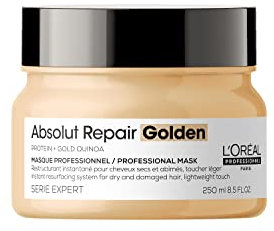 L’Oréal Professionnel Golden Lightweight Mask, With Protein And Gold Quinoa for Fine-Medium Dry And Damaged Hair, Serie Expert Absolut Repair, 250 ml