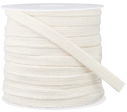 BENECREAT 25m Beige Flache Baumwollschnüre, Doppelschichtiges Hohles Baumwollseil Für Bekleidungszubehör