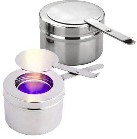 Angoily Kraftstoffdosenhalter aus Edelstahl 4Pcs- Chafing Dish Treibstoff für Lebensmittelwärmer- Runde Kraftstoffhalter mit Abdeckung für Schurke Und Buffetwärmer