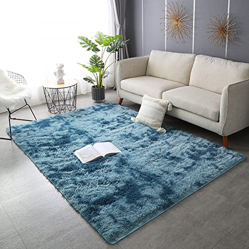 Nyescasa Hochflor Teppich Langflor Modern Flauschig Weich Rechteckig für Wohnzimmer, Kinderzimmer, Schlafzimmer, Flur - Läufer Marineblau Shaggy Innen 160x230cm