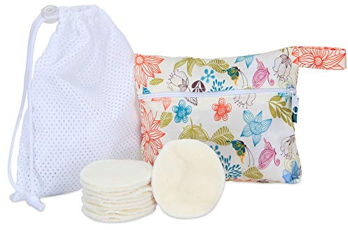 Teamoy Washable Makeup Remover Pads(Pack of 12), Reusable Makeup Remover Round Cotton for Women with Laundry and Storage Bag, Jungle