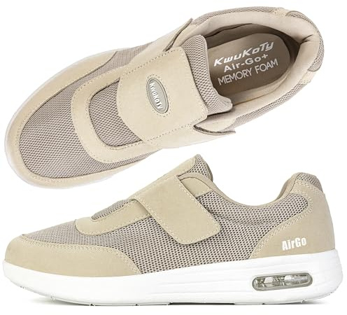 KWUKOTY Orthopedic Wide Diabetic Shoes for Women - Plantar Fasciitis Relief Khaki Size 5