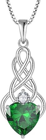 FJ Unendlichkeit Keltischer Knoten Kette Damen 925 Sterling Silber Smaragd Halskette Mai Geburtsstein Anhänger Geschenke für Frauen Mutter Freundin Mama