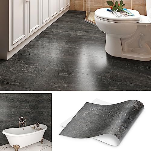 Livelynine 16 Stück Fliesenaufkleber Bad Wasserfest Fliesenaufkleber Küchenrückwand 60x30CM Wandfliesen Selbstklebend Marmor Anthrazit Dunkelgrau Fliesensticker Badezimmer Klebefolie für Bodenfliesen