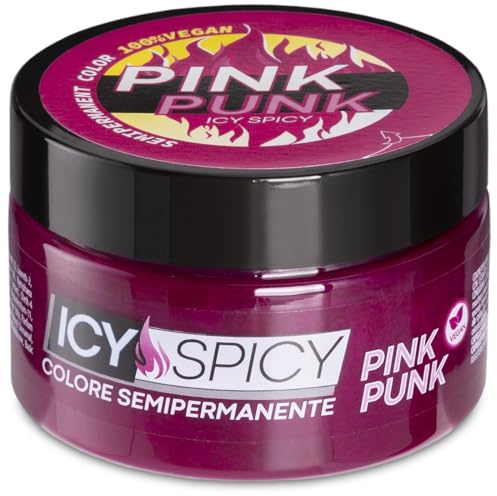 Icy Spicy, Maschera Colorante Semipermanente senza Ammoniaca con Estratto di Fiori di Loto e Baobab, Durata da 6 a 8 Lavaggi, Tinta per Capelli Temporanea, Colore Pink Punk, 100 gr