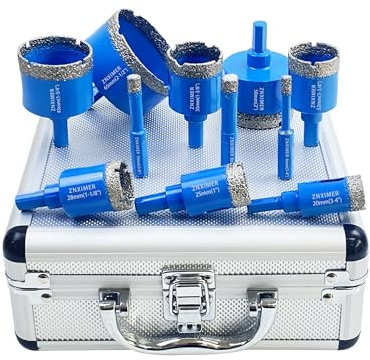 Tile Hole Cutter Set, Tile Drill Bits for Glass, Porcelain, Ceramic, Granite, Marble, Stone and More Drilling (11, 6/8/10/20/25/28/32/35/45/50/65mm-S)