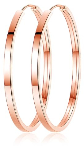 Kamise Hoop Earrings for Women, 925 Sterling Silver Round Pierced Earrings, Hypoallergenic Big Circle 40/50/60mm Earring Set, 3 Pairs Silver Large Hoop Earrings Set, Lightweight Earrings with Gift Box