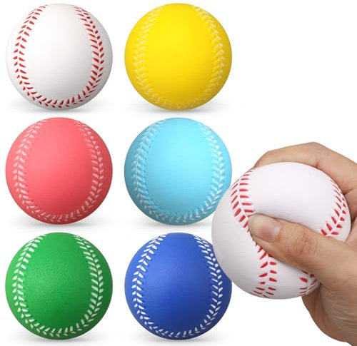 6 Softbälle Baseball Set für Kinder 3-5 Erwachsene, Baseballschläger für Baseball Partyzubehör Mottoparty, Stressball Paket für Handtherapie Übungen, Indoor/Outdoor Sport Spielzeug Geschenke