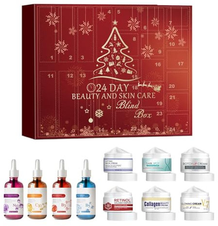 Weihnachts-Beauty-Adventskalender,Beauty-Adventskalender, Weihnachtsüberraschungs-Countdown-Kalender Beauty Box, 24-Tage-Weihnachts-Adventskalender, Weihnachtsüberraschungs-Beauty-Countdown-Kalender