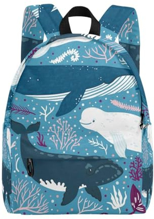 ISAOA Sac à dos pour enfants Motif baleines en mer profonde Pour l'école maternelle Sac à dos de voyage pour garçons et filles, #09, taille unique