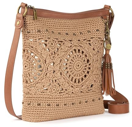 The Sak Lucia Crossbody Purse - Hand Crochet Women's Handbag for Everyday & Travel - Cross Body Bag With Zipper Pockets, Bamboo Medallion, One Size