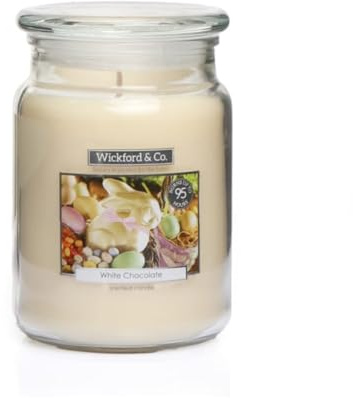 Wickford & Co. White Chocolate Scented Easter Large Candle Jar, 95-Hour Burn, Perfect Wedding Day or Engagement Gift, Luxury Relaxing Candle for Bride, Groom, Mum, Ideal for Celebrations