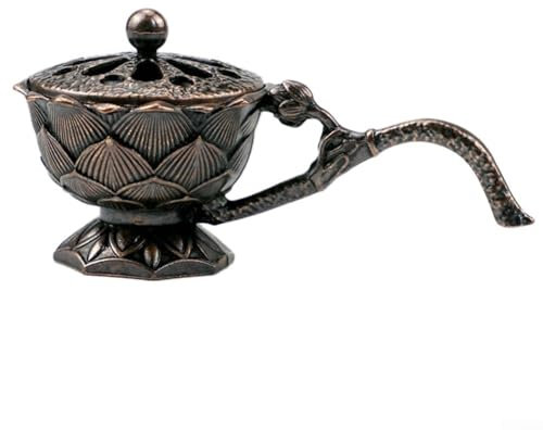 Bruciatore di incenso decorativo a forma di loto con manico, perfetto per migliorare l'atmosfera in camere da letto, studi e chiese