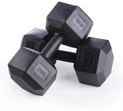 JINPALAY Set de 2 Pesas Hexagonales de PVC Antideslizantes para Gimnasio en Casa, Disponibles en 2.5/5/7.5/10 KG – Diseño Ergonómico (2 x 10KG)