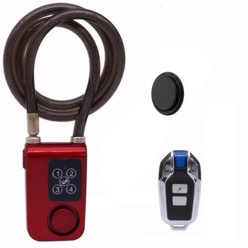 Mengshen Bike Alarm Antitheft Lock with Tracker Remote Control PIN Code Red