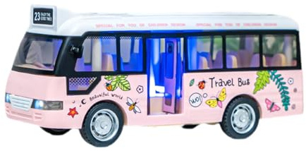 TAIZhiChen Giocattolo Autobus per Bambini, Autobus con Luci E Suoni, Robusto, Educativo, Simulazione, Modello di Auto, Giocattolo Inerziale, Veicolo per Bambini, Rosa