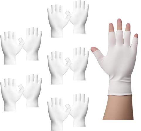 100% Cotton Fingerless Moisturizing Gloves - 5 Pairs White Therapy Gloves, Fingerless Cotton Moisturizing Gloves Cut 5 Fingertips, Breathable Night Gloves for Overnight Hydration, Dry Hands Care