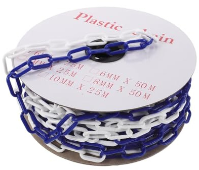 SOIMISS Cadena de Barrera de Seguridad de Plástico 6mm Azul, 25 Metros, para Control de Multitudes, Señalización Vial y Delimitación en Construcción y Estacionamientos